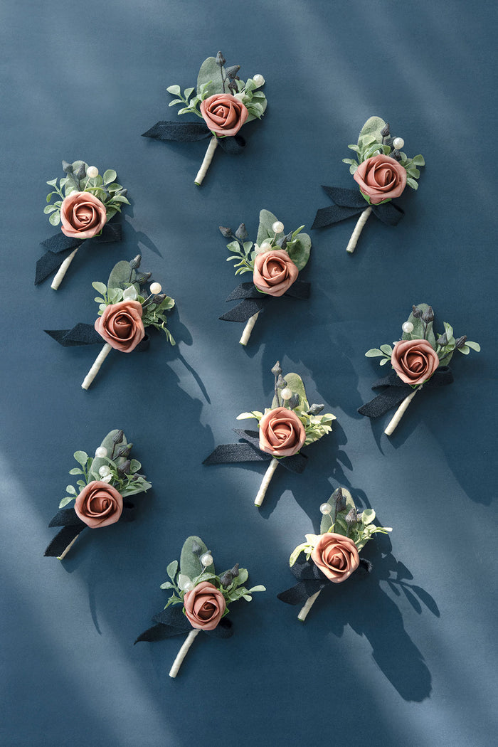 Boutonnieres for Guests in Dusty Rose & Navy - Image 2