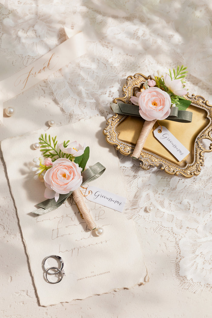 Boutonnieres in Blush & Cream - Image 11