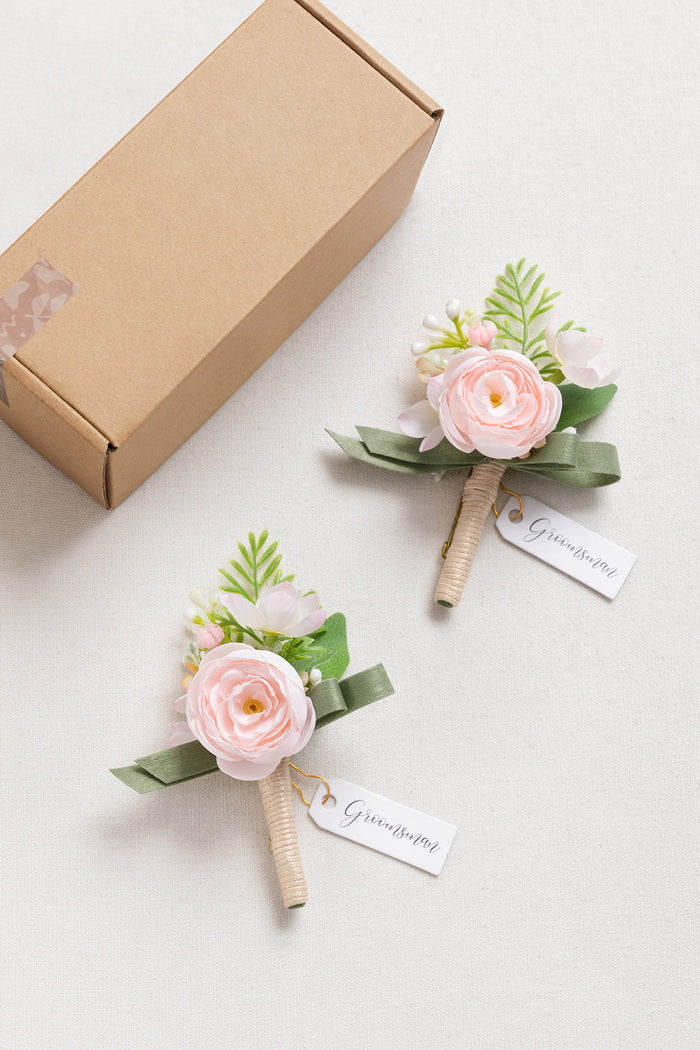 Boutonnieres in Blush & Cream - Image 12