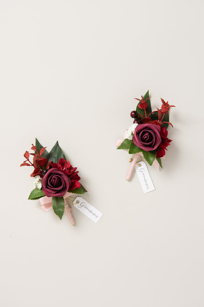 Boutonnieres in Classic Marsala - Image 7