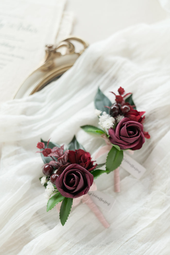 Boutonnieres in Classic Marsala - Image 8