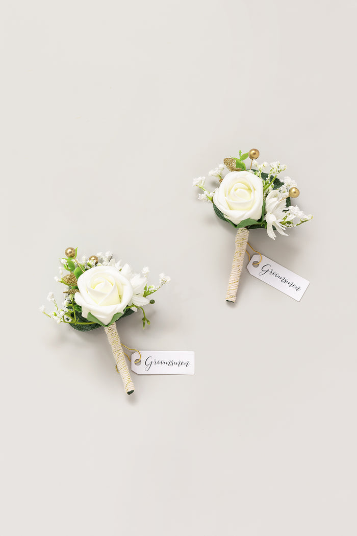 Boutonnieres in Ivory (Set of 2) - Image 2