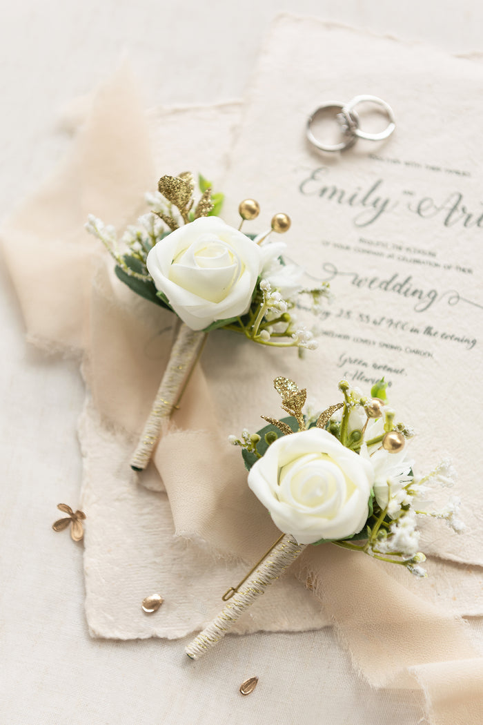 Boutonnieres in Ivory (Set of 2) - Image 4