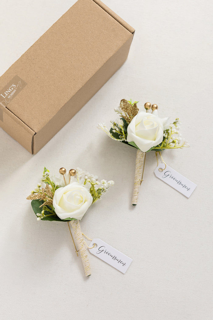 Boutonnieres in Ivory (Set of 2) - Image 6