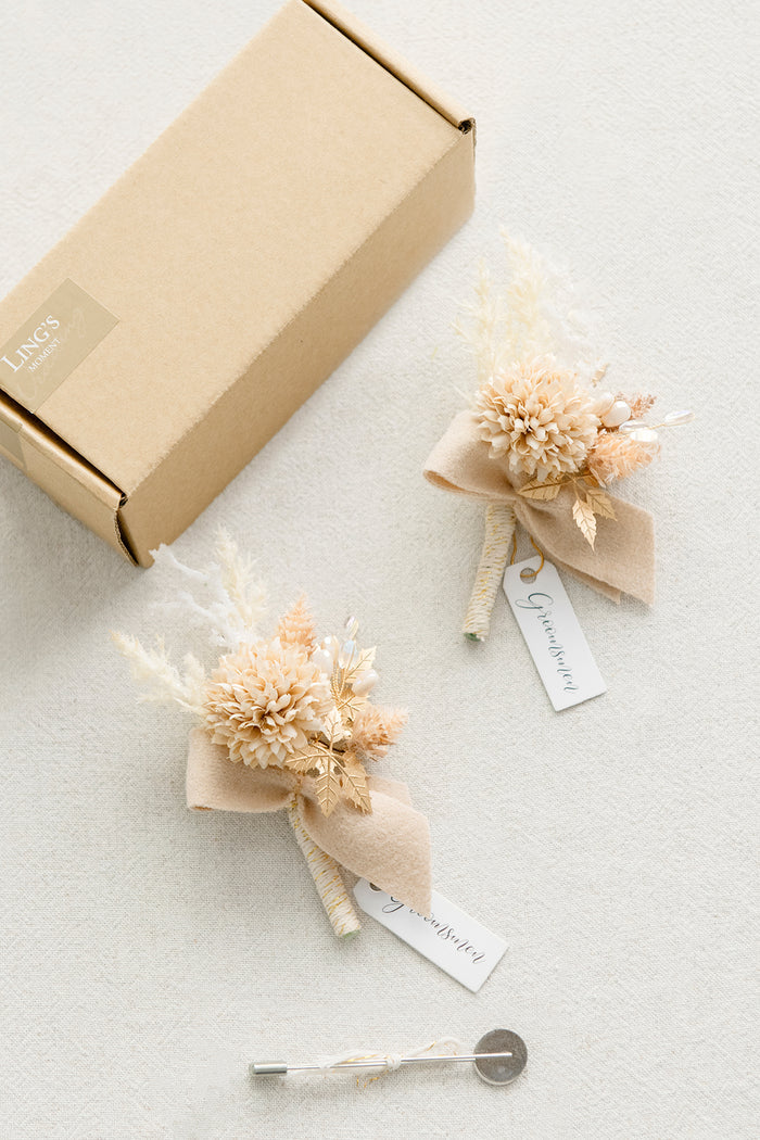 Flash Sale | Boutonnieres in White & Beige - Image 4