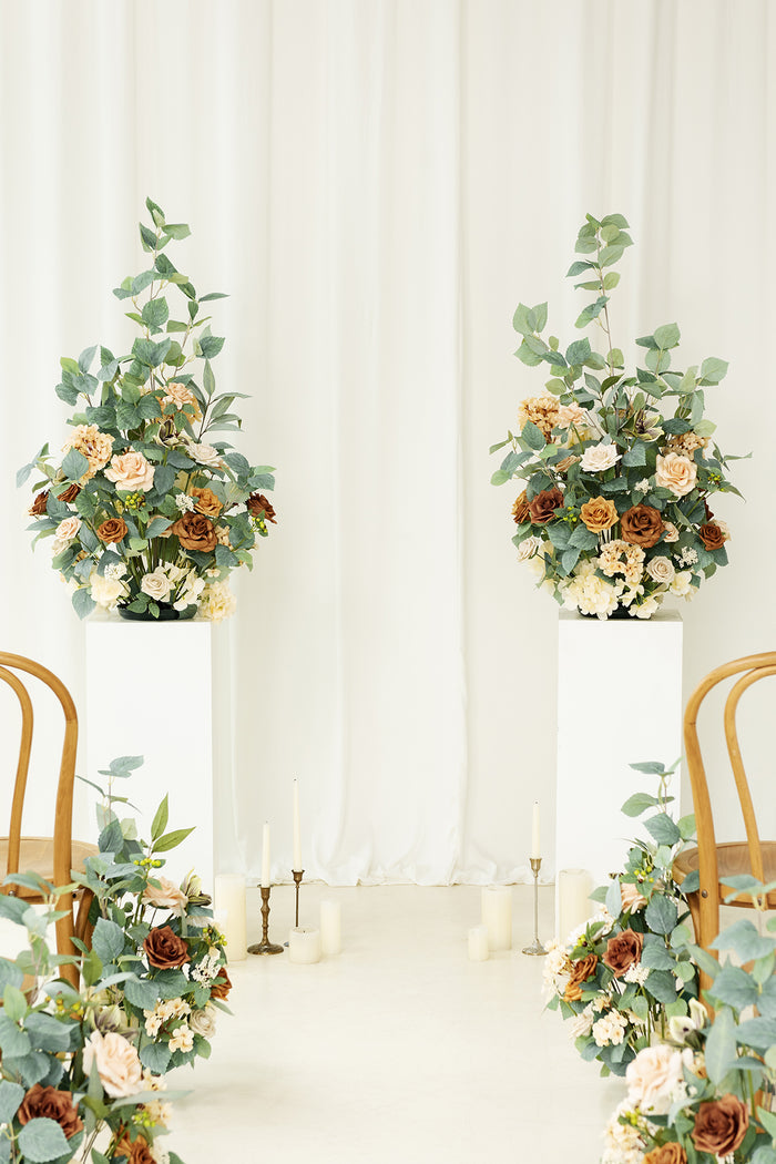 Set of 2  |  Large Free-Standing Flowers in Sunny Peach & Apricot