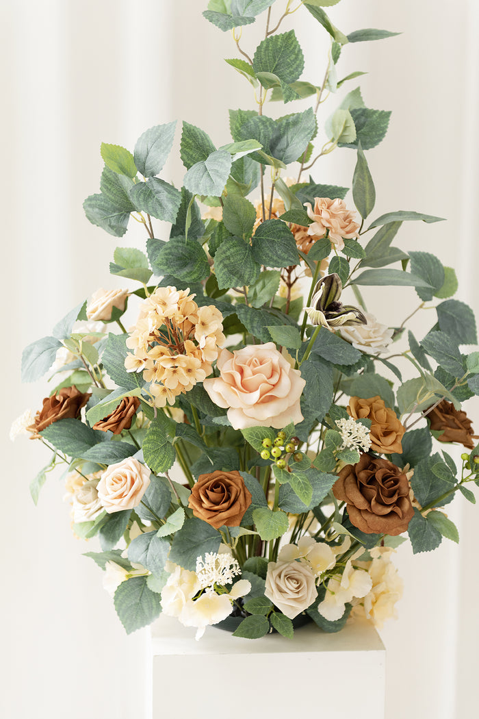 Set of 2  |  Large Free-Standing Flowers in Sunny Peach & Apricot