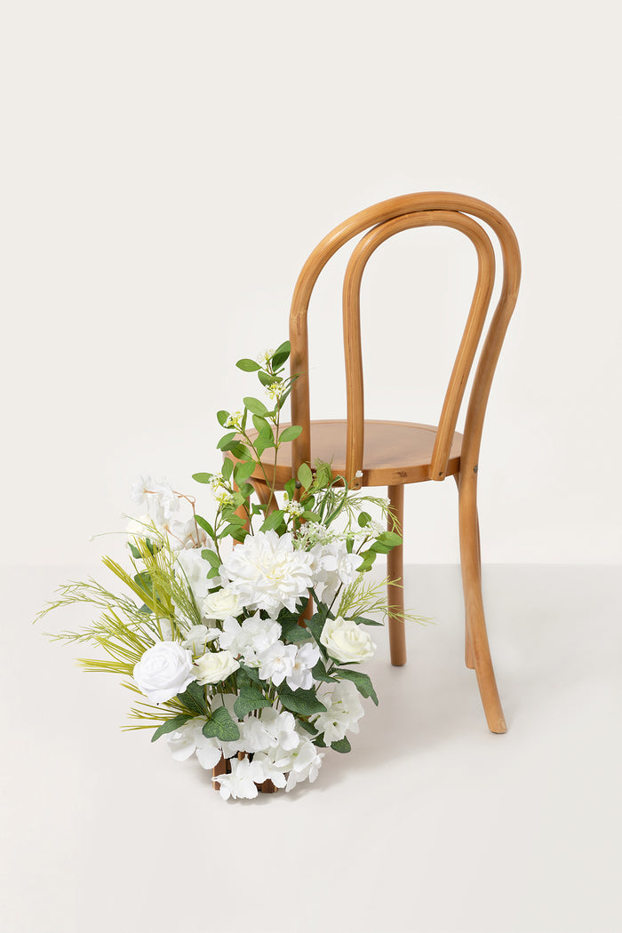 Set of 2 Wedding Aisle Runner Flower Arrangements in White & Green - Image 2