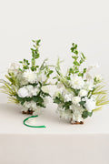 Set of 2 Wedding Aisle Runner Flower Arrangements in White & Green