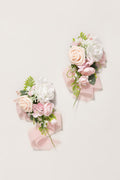 Wrist and Shoulder Corsages in Blush & White