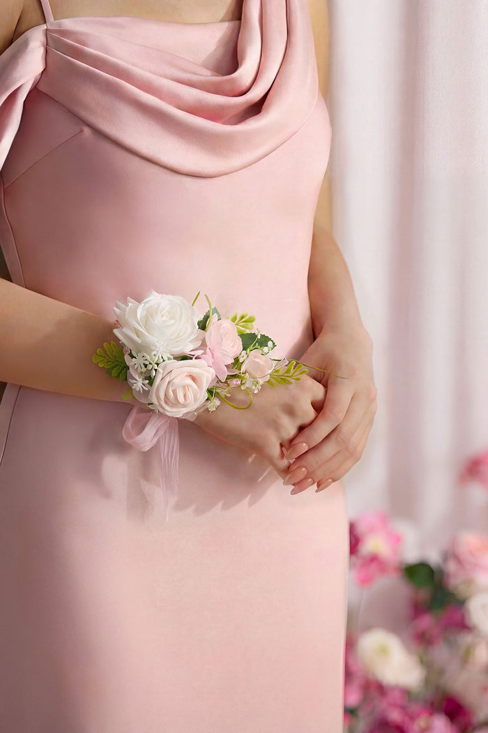 Wrist and Shoulder Corsages in Blush & White - Image 3