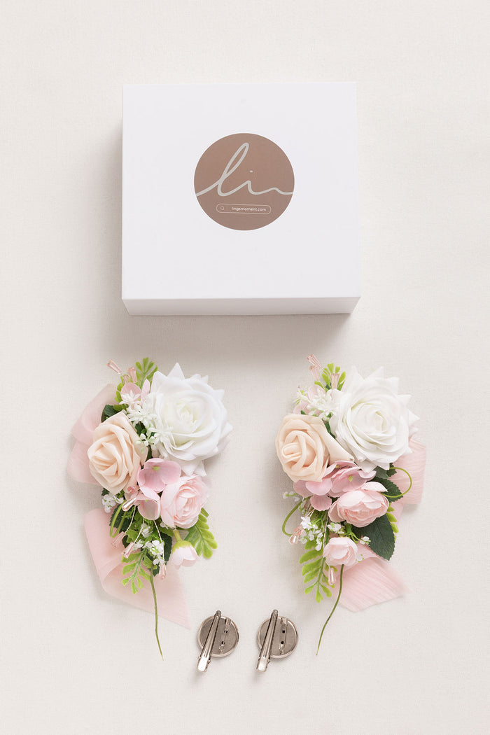 Wrist and Shoulder Corsages in Blush & White - Image 5