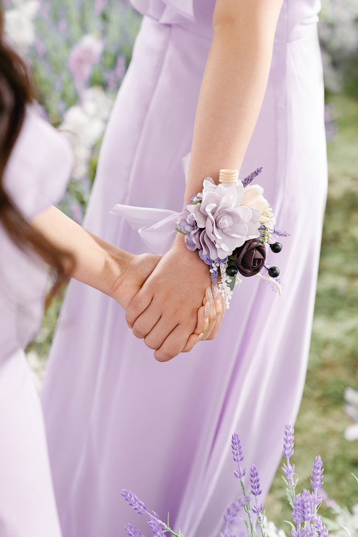Wrist and Shoulder Corsages in French Lavender & Plum - Image 5
