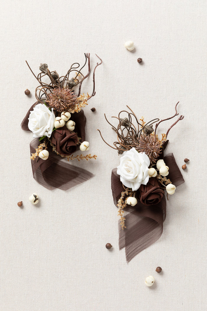 Wrist and Shoulder Corsages in Beige Raw Serenity - Image 2