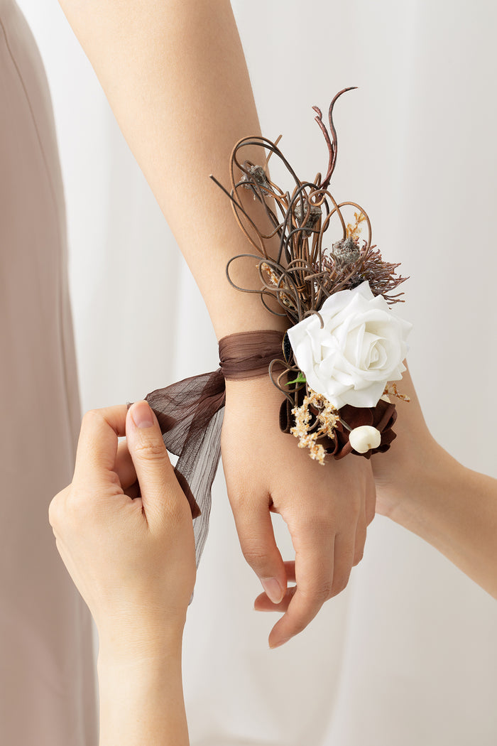Wrist and Shoulder Corsages in Beige Raw Serenity - Image 6