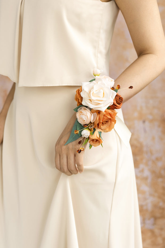 Wrist and Shoulder Corsages in Sunset Terracotta - Image 4