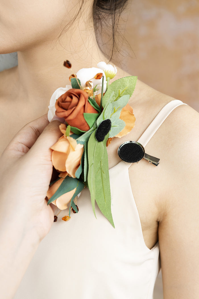 Wrist and Shoulder Corsages in Sunset Terracotta - Image 5