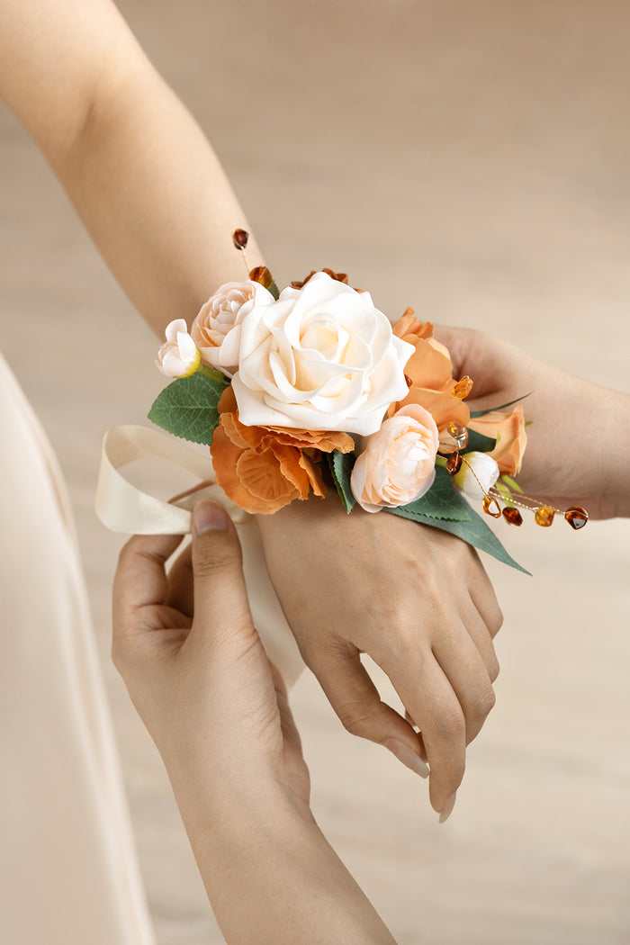 Wrist and Shoulder Corsages in Sunset Terracotta - Image 6