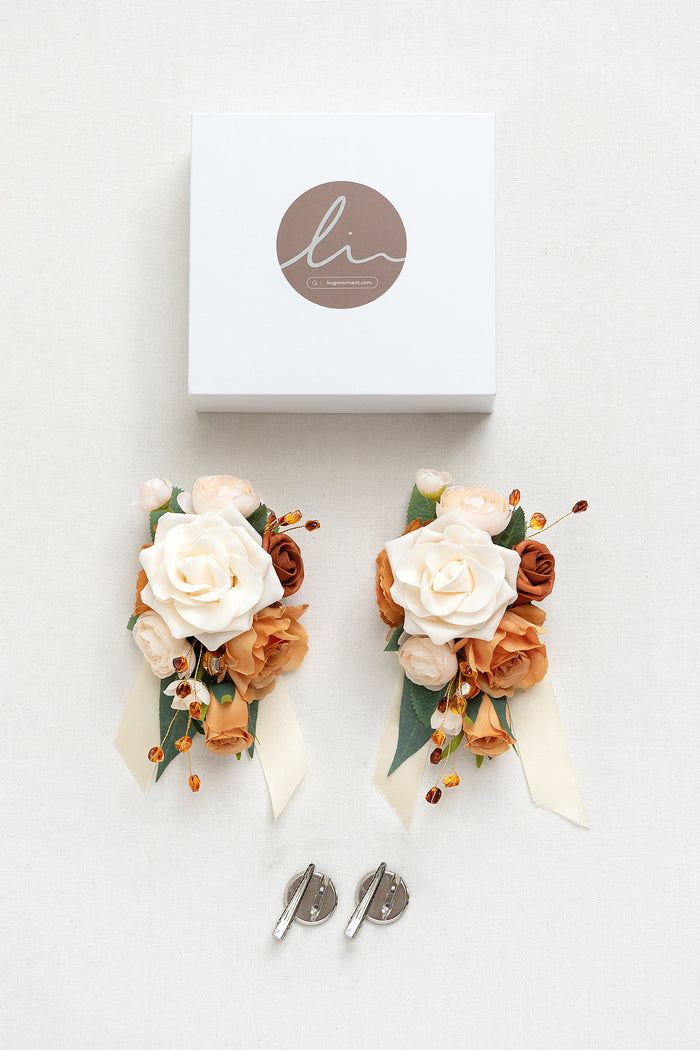 Wrist and Shoulder Corsages in Sunset Terracotta - Image 7