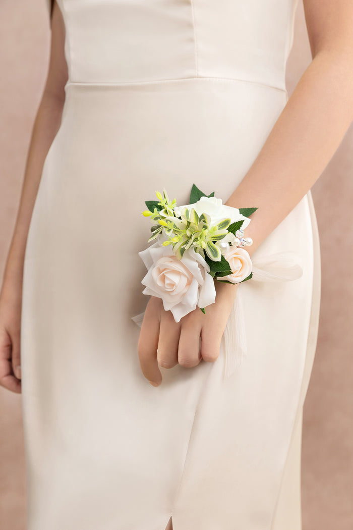 Set of 2 | Wrist Corsages in Ivory & Cream