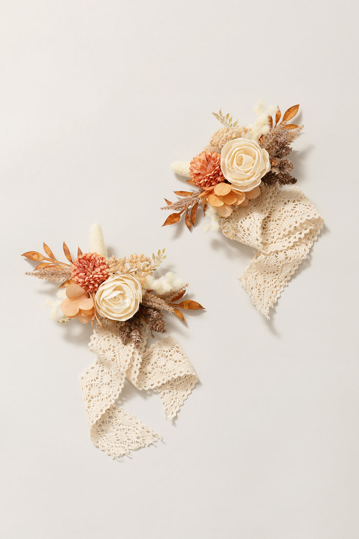 Set of 2 | Wrist Corsages in Rust & Sepia