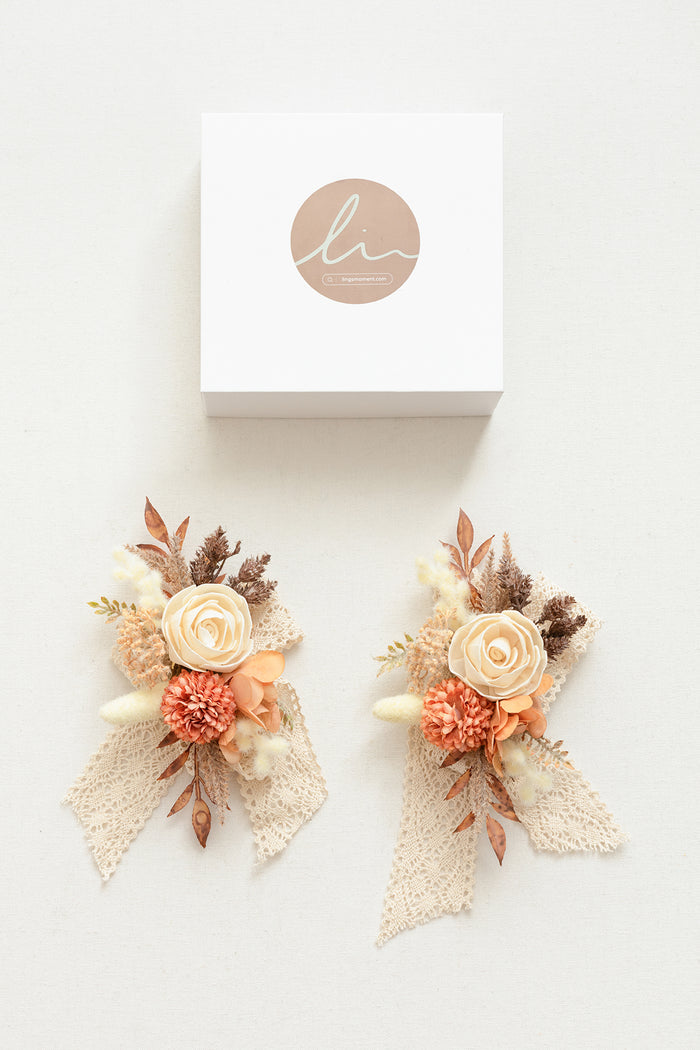Set of 2 | Wrist Corsages in Rust & Sepia