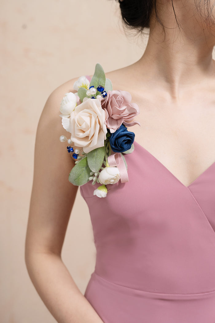 Wrist Corsages & Shoulder Corsages in Dusty Rose & Navy Blue - Image 5