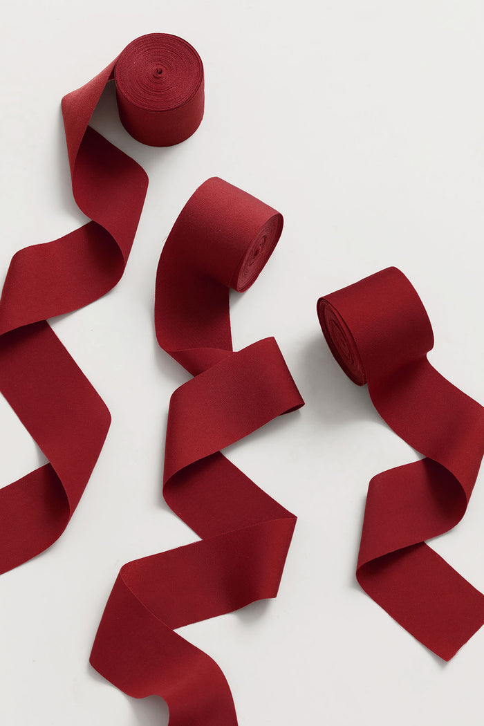 Set of 3 | 18 ft Matte Satin Ribbons in Carmine丨Clearance
