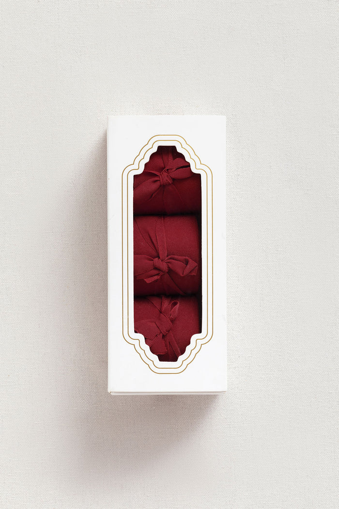 Set of 3 | 18 ft Matte Satin Ribbons in Carmine丨Clearance