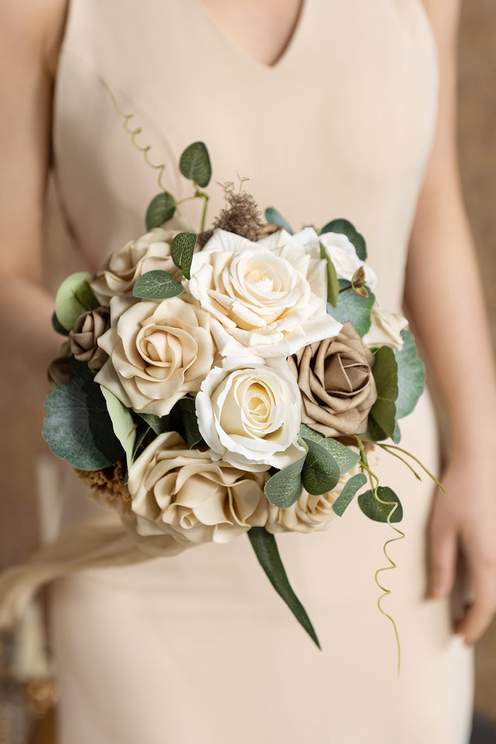 Bridesmaid Bouquet in White & Beige - Image 6