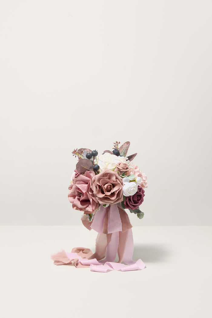 Set of 4 | 7" Bridesmaid Bouquets in Dusty Rose & Mauve