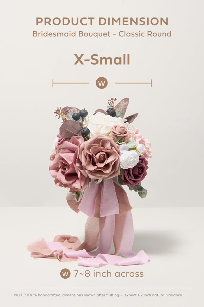Set of 4 | 7" Bridesmaid Bouquets in Dusty Rose & Mauve