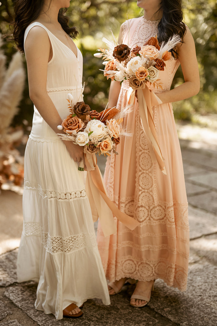 Set of 4 | 7" Bridesmaid Bouquets in Rust & Sepia