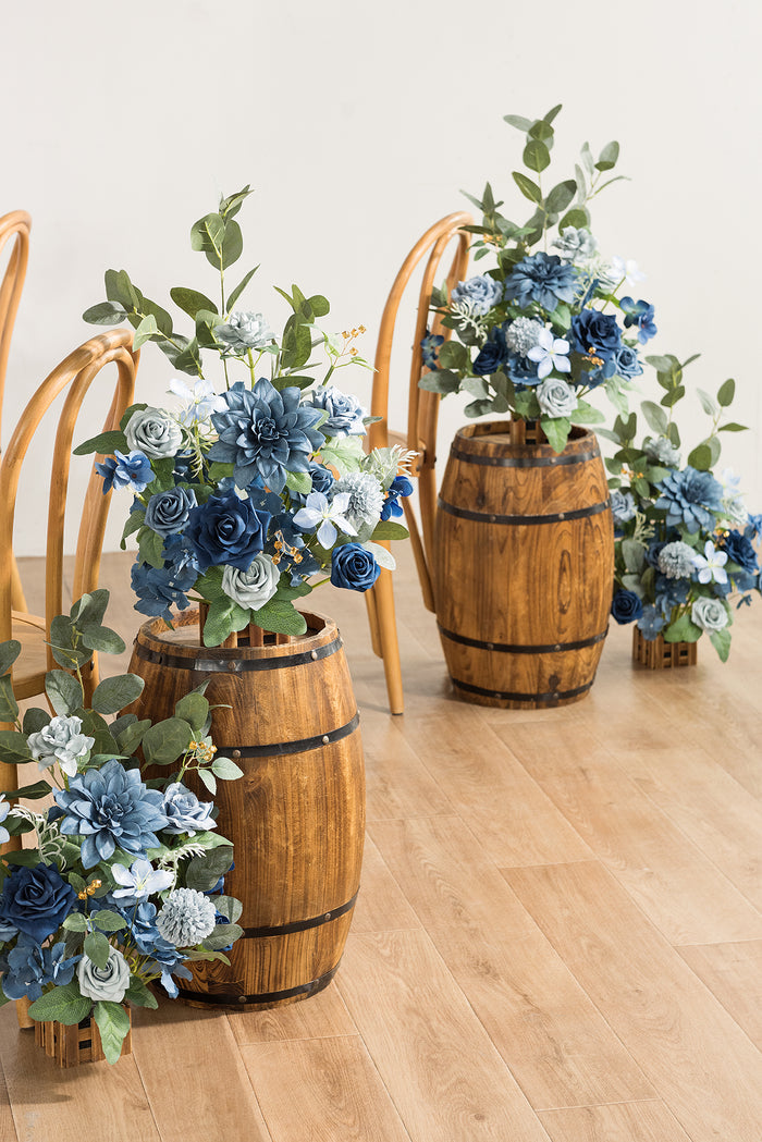 Wedding Aisle Runner Flower Arrangements in Dutch Blue & Navy Blue - Image 3