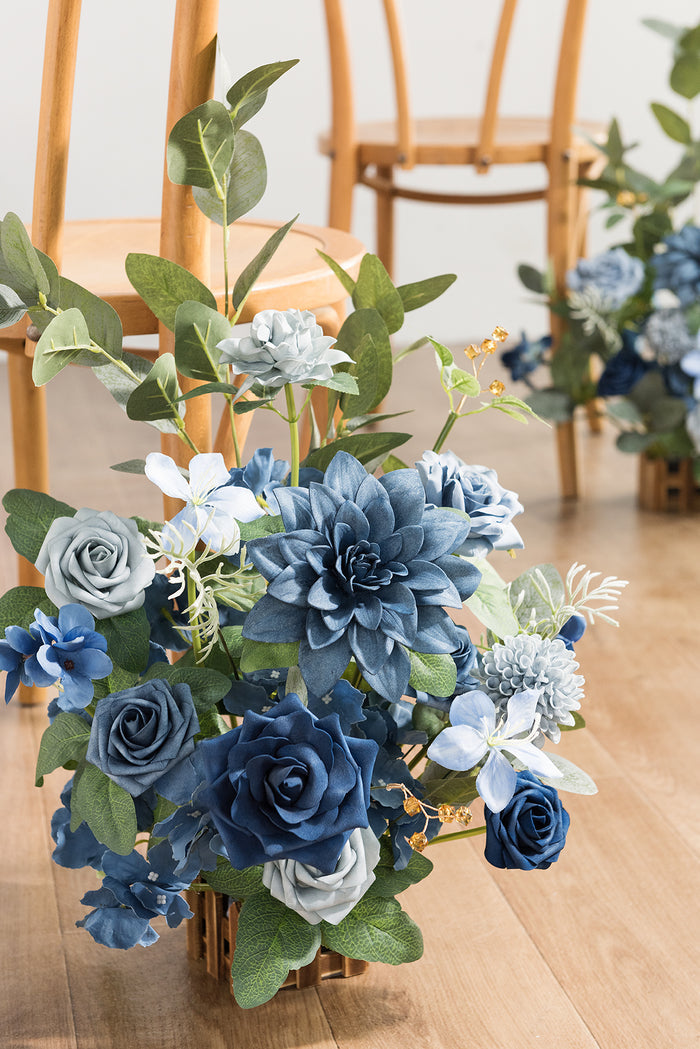 Wedding Aisle Runner Flower Arrangements in Dutch Blue & Navy Blue - Image 4