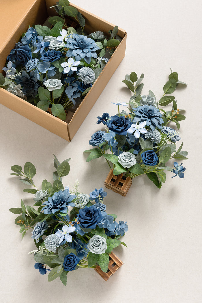 Wedding Aisle Runner Flower Arrangements in Dutch Blue & Navy Blue - Image 6