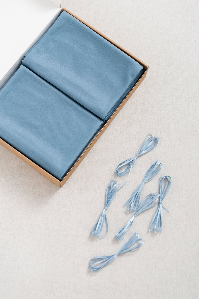Table Linens in Dusty Blue and Navy - Image 14