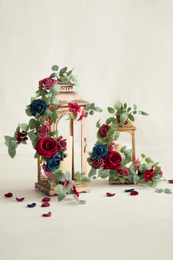 1.8ft Flower Garlands in Burgundy & Navy - Image 2