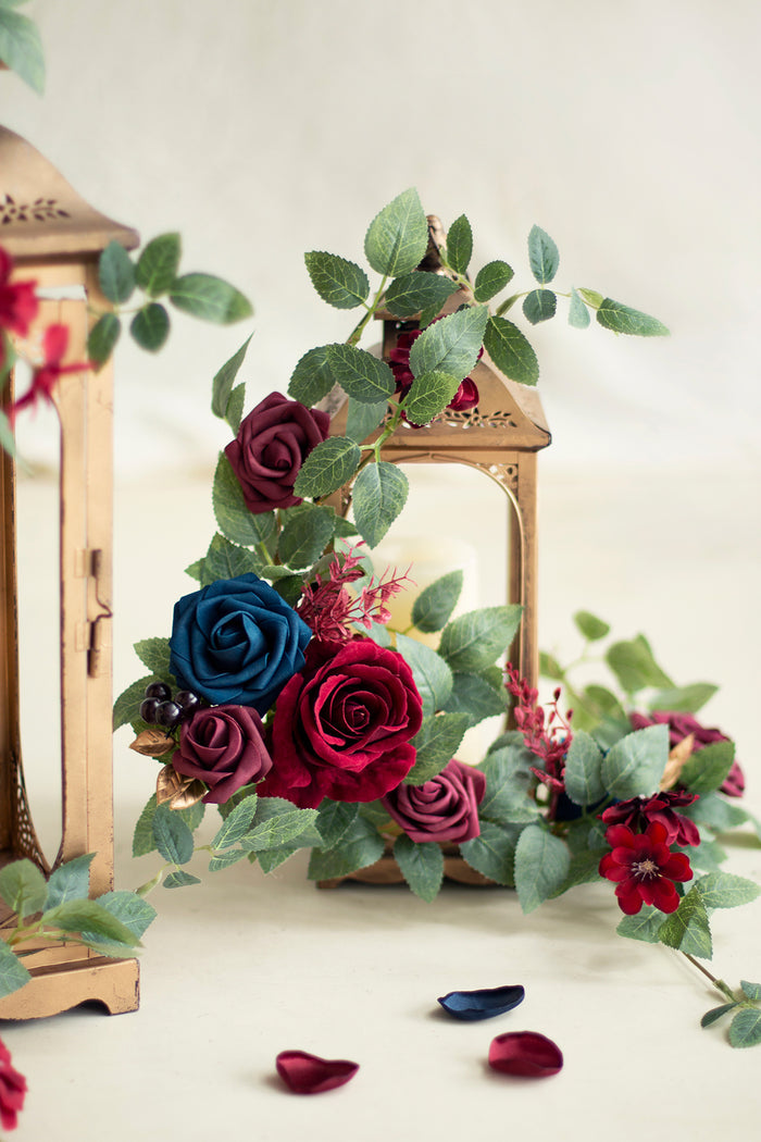 1.8ft Flower Garlands in Burgundy & Navy - Image 3