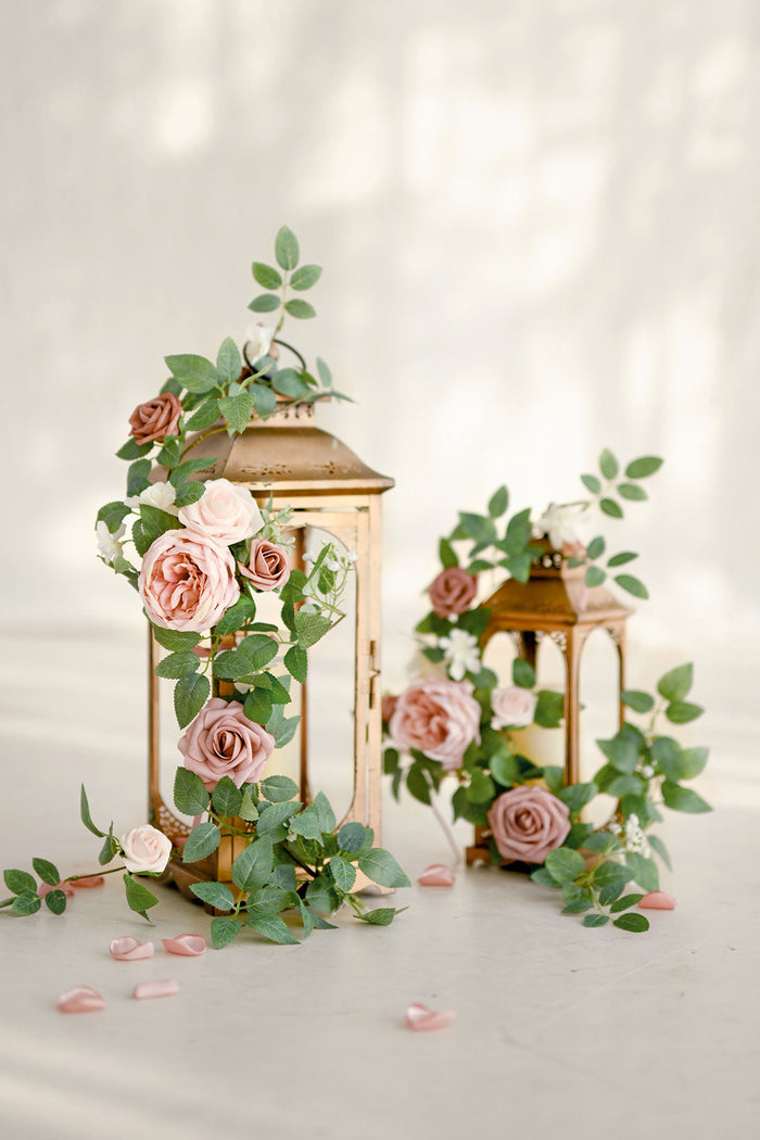 1.8ft Flower Garlands in Dusty Rose & Cream - Image 2