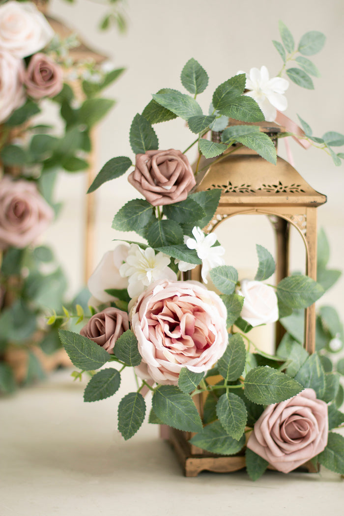 1.8ft Flower Garlands in Dusty Rose & Cream - Image 3