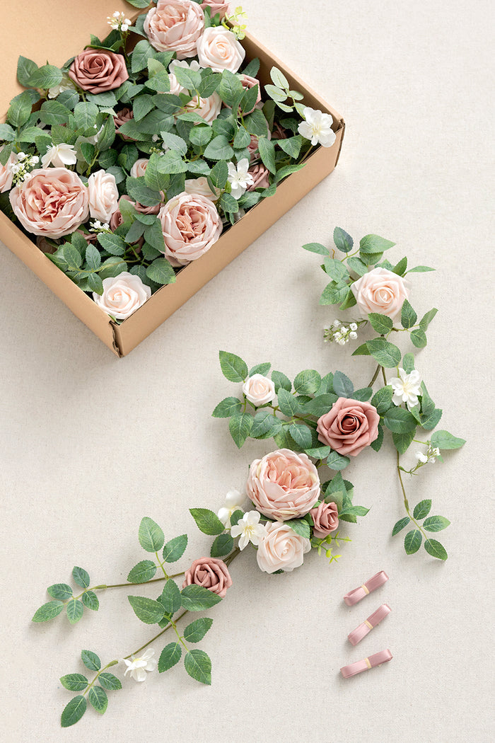 1.8ft Flower Garlands in Dusty Rose & Cream - Image 4