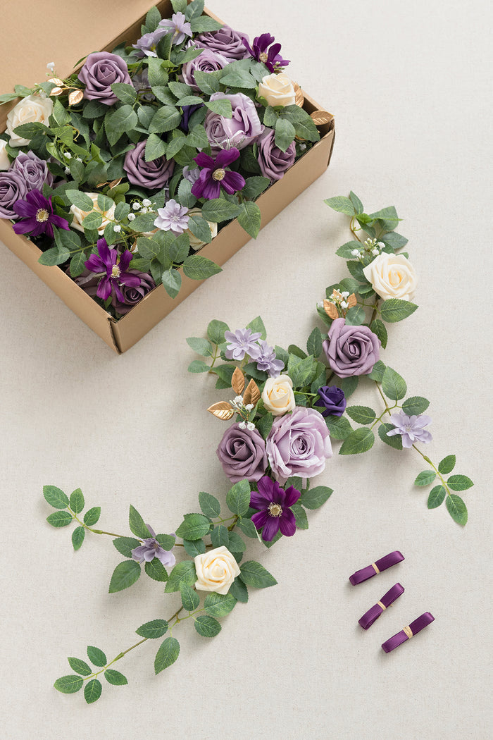 1.8 Flower Garlands in Lilac & Gold - Image 5