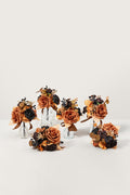 Mini Premade Flower Centerpiece Set in Black & Pumpkin Orange