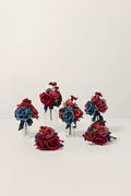 Mini Ready-to-Use Flower Centerpiece Set in Burgundy & Navy