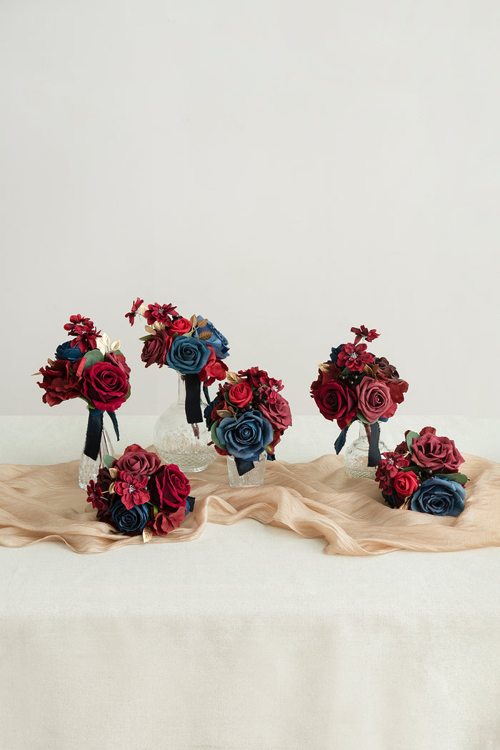 Mini Ready-to-Use Flower Centerpiece Set in Burgundy & Navy - Image 2