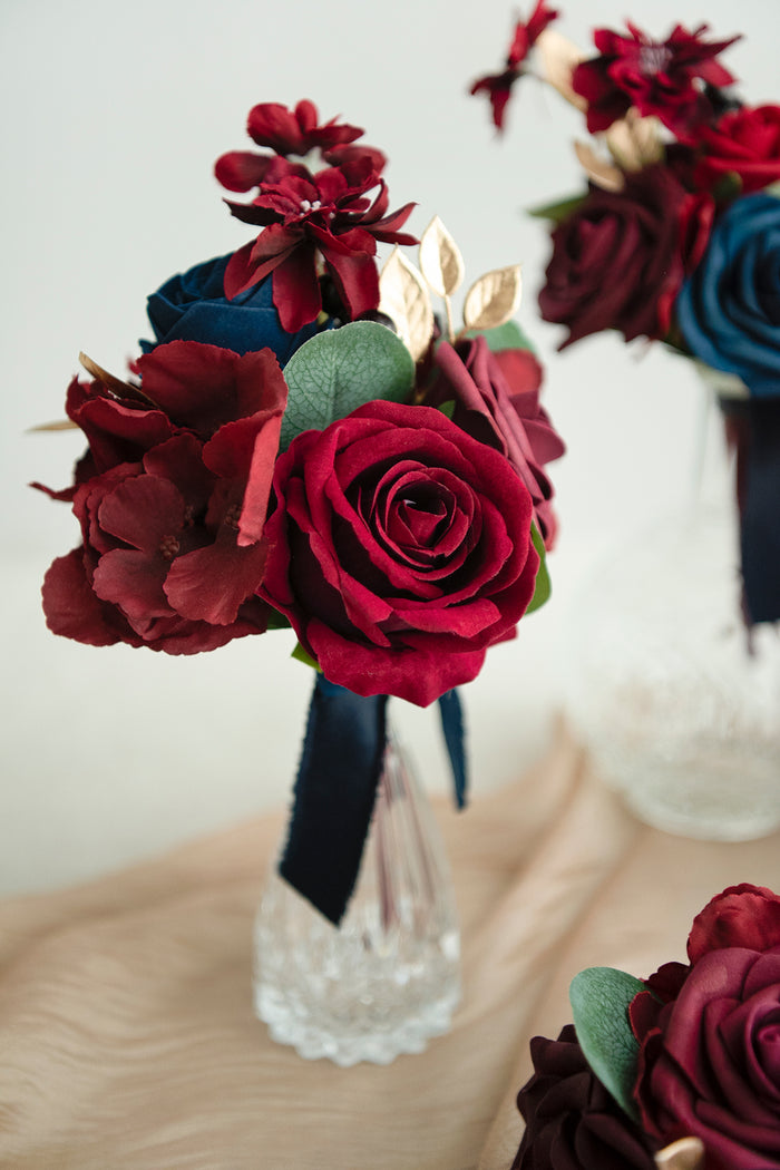 Mini Ready-to-Use Flower Centerpiece Set in Burgundy & Navy - Image 3