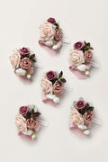 Set of 6 | Wrist Corsages in Dusty Rose & Mauve | Clearance
