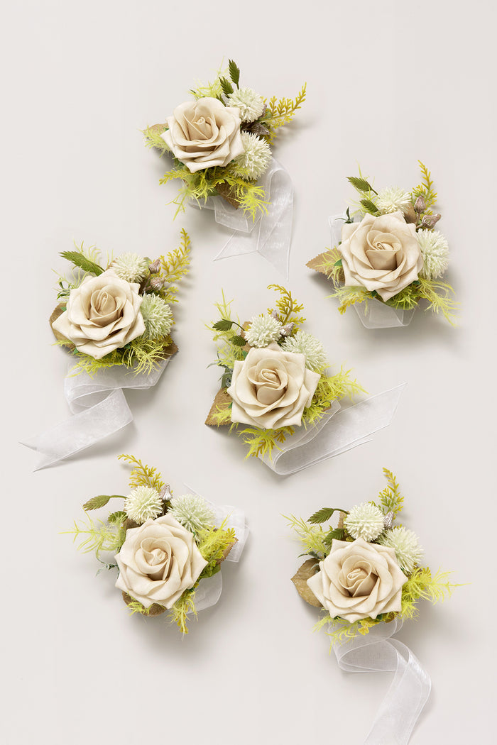 Wrist Corsages in Emerald & Tawny Beige | Clearance