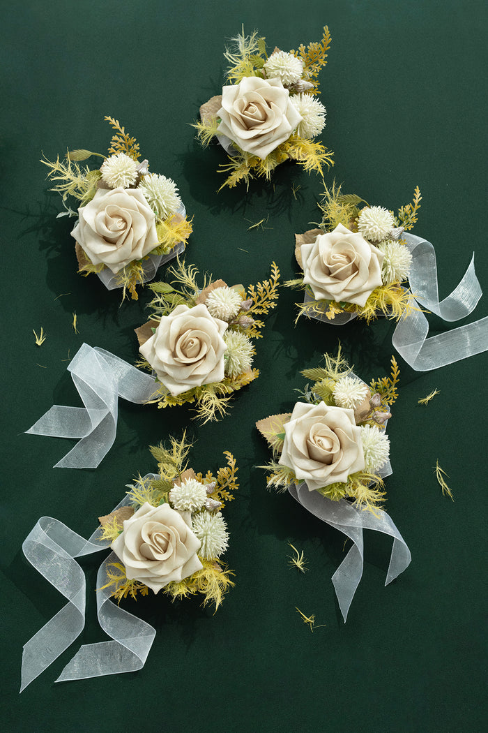 Wrist Corsages in Emerald & Tawny Beige | Clearance - Image 2